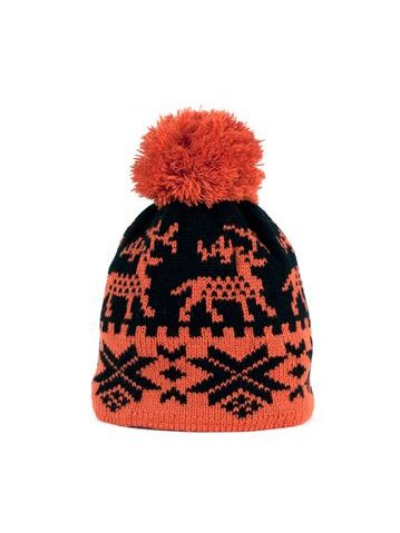 Zimní čepice s norským vzorem oranžová