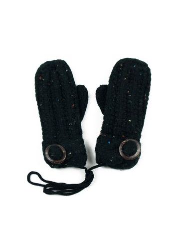 Palcové rukavičky s knoflíkem černé