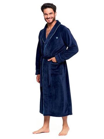 Hřejivý pánský župan Narvik modrý dlouhý