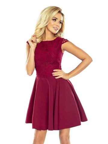 Bordó šaty s širokou sukní