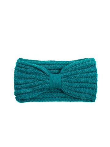 Podzimní čelenka pletená modrá