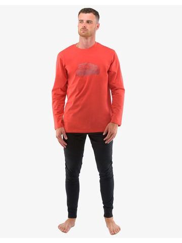 Pánské pyžamo dlouhé 79127P - červená černá