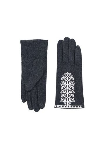 Šedé rukavice s bílou aplikací