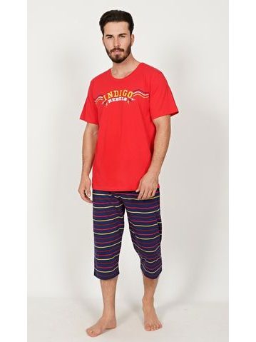 Pánské pyžamo kapri Indigo - červená