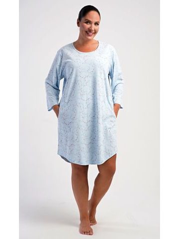 Dámské domácí šaty s tříčtvrtečním rukávem Lauren - světle modrá