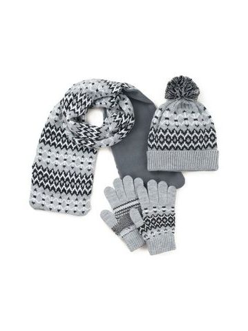 Čepice, rukavice, šála - šedá