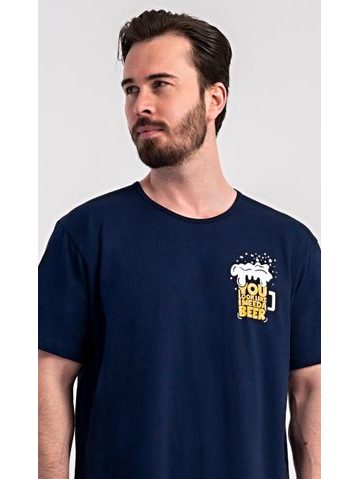 Pánská noční košile s krátkým rukávem Bulldog - modrá