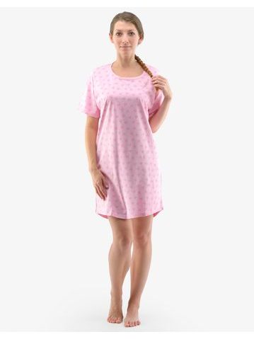Dámské maxitriko noční košile krátký rukáv 19138P - fruktóza růžová