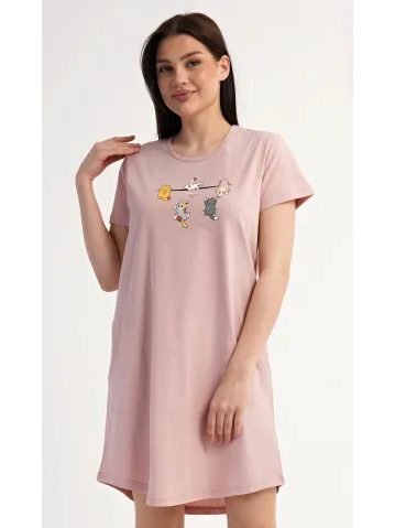 Dámské domácí šaty s krátkým rukávem Denisa - vínová