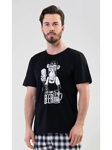 Pánské pyžamo šortky Opice - černá