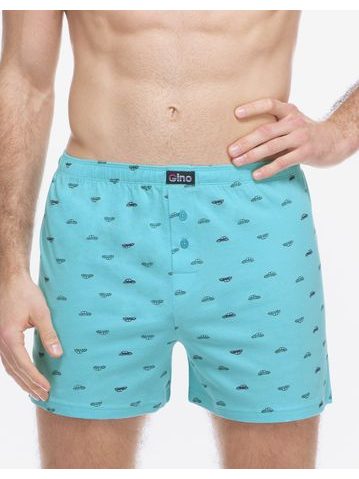 Pánské trenky volné, šité, s potiskem - aqua petrolejová