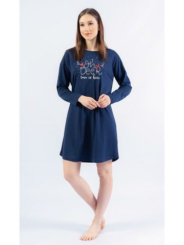Dámská noční košile s dlouhým rukávem Oh deer - tmavě modrá