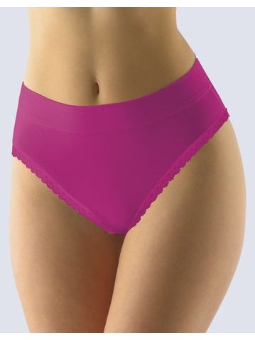 GINA dámské kalhotky klasické, širší bok, šité, s krajkou, jednobarevné Disco Basic 10236P - vínová