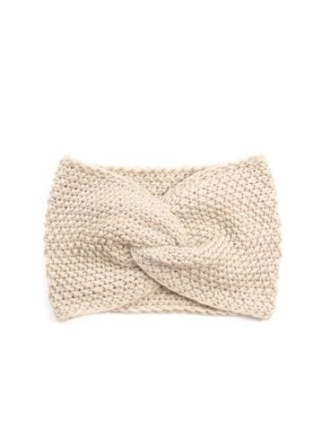 Podzimní pletená čelenka světle béžová