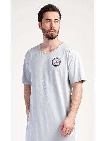 Pánská noční košile s krátkým rukávem Bulldog - modrá