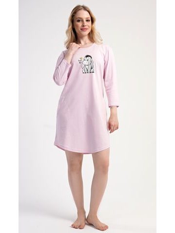 Dámské domácí šaty s tříčtvrtečním rukávem Oslík - světle růžová
