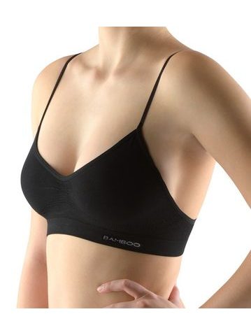 GINA dámské top s úzkými ramínky, úzká ramínka, bezešvé, Eco Bamboo 07015P - černá
