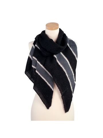 Zimní šál XXL s proužky - černobílý