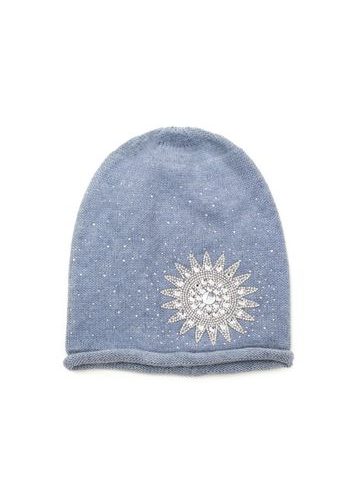 Čepice beanie Diamantová rozeta modrá