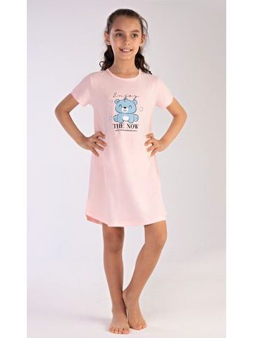 Dětská noční košile s krátkým rukávem Enjoy - světle lososová