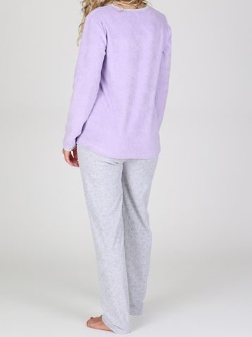 Dámské dlouhé teplé pyžamo FLORA vínový tisk na bílé