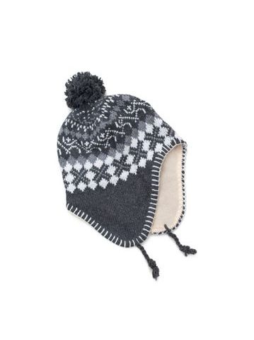 Vzorovaná ušanka šedá