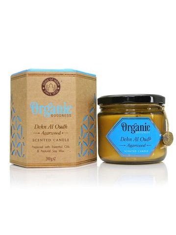 Organická svíčka 200g v jantarovém skle, Dehn Al Oudh - Agarwood