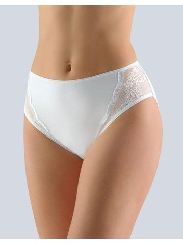 GINA dámské kalhotky klasické, širší bok, šité, s potiskem Delicate 10215P - bílá