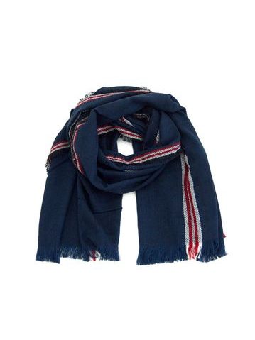 Módní šedý modrý šál s lemovkou