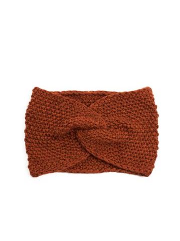 Podzimní pletená čelenka cihlová