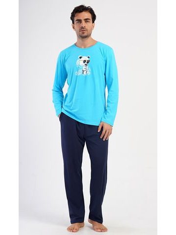 Pánské pyžamo dlouhé Ice party - tyrkysová