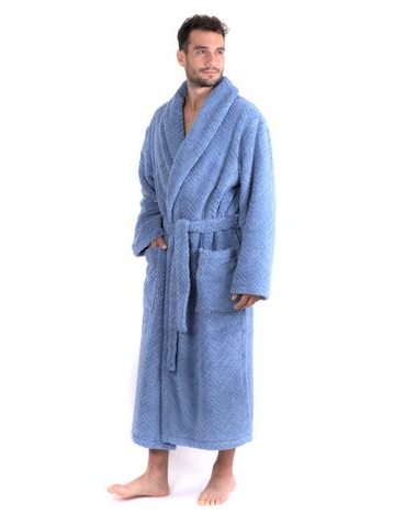 Unisex dlouhý župan se šálovým límcem ATHENA modrá