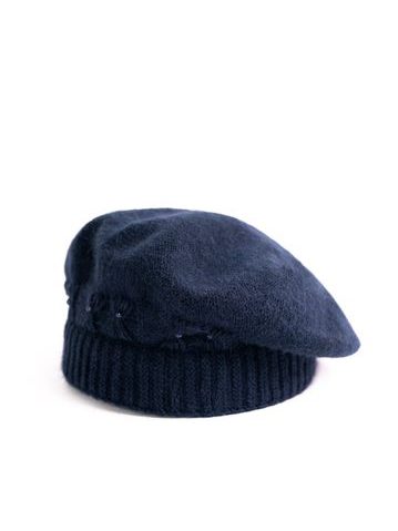 Teplý angorský baret - tmavomodrý