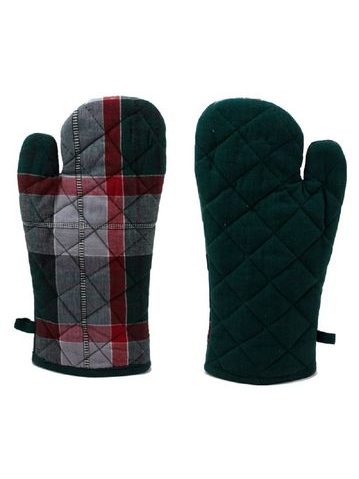 Kuchyňská chňapka s magnetem 18*32 cm, káro tmavě zelené
