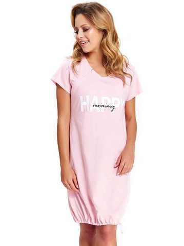 Mateřská noční košile Happy Mommy růžová zip
