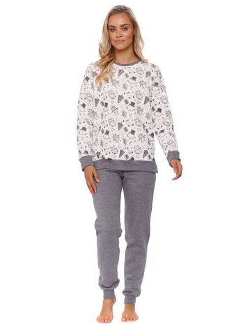 Vánoční dámské pyžamo Snowman bílé zateplené