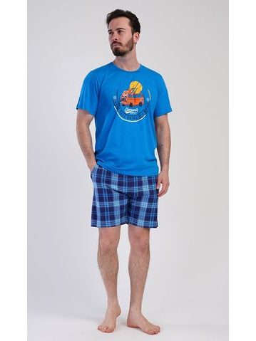 Pánské pyžamo šortky Adventure - modrá