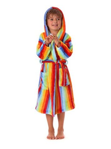 Dětský dlouhý hřejivý župan s kapucí SIENA světle modrá