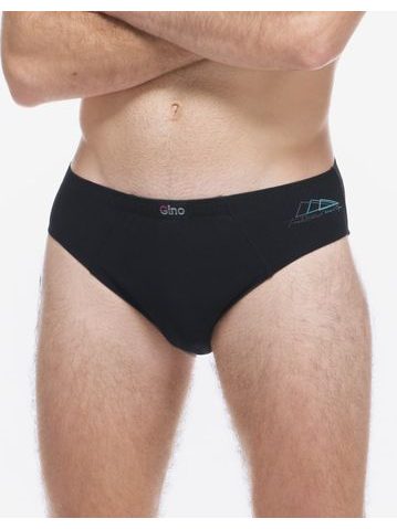 Pánské slipy s úzkým bokem, úzký bok, šité, s potiskem - černá tyrkysová