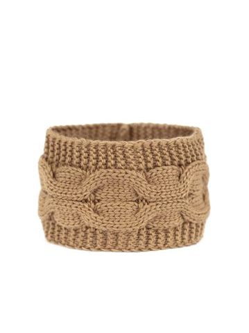 Zimní pletená čelenka hnědá