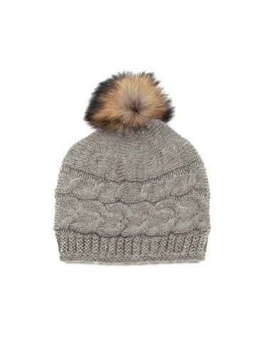 Vlněná čepice s bambulí světle šedá