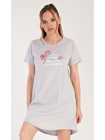 Dámská noční košile s krátkým rukávem Cassie - světle šedá