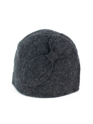 Vlněný klobouk s mašlí šedý