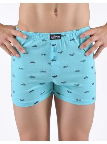 Dětské trenky volné chlapecké, šité, s potiskem - aqua petrolejová