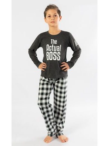 Dětské pyžamo dlouhé Actual boss - chlapecké - tmavě šedá