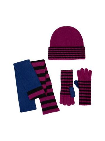 Čepice, úzká šála a rukavice - vícebarevná