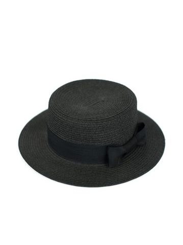 Elegantní klobouk se širokým lemem - černý s mašlí