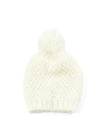 Zimní čepice s bambulí bílá