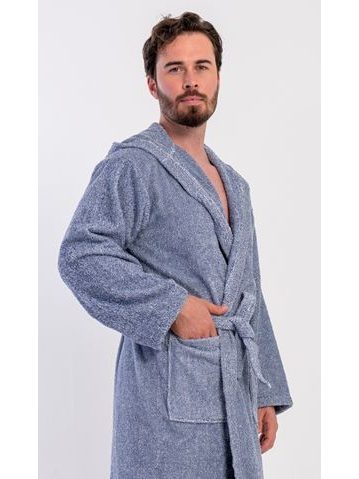 Pánský dlouhý savý župan s kapucí TAMPA duo antracitová