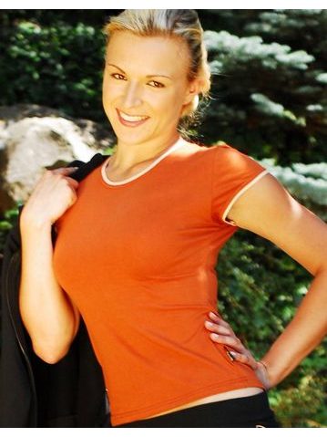 GINA dámské tričko s krátkým rukávem, krátký rukáv, šité 98061P - jantarová